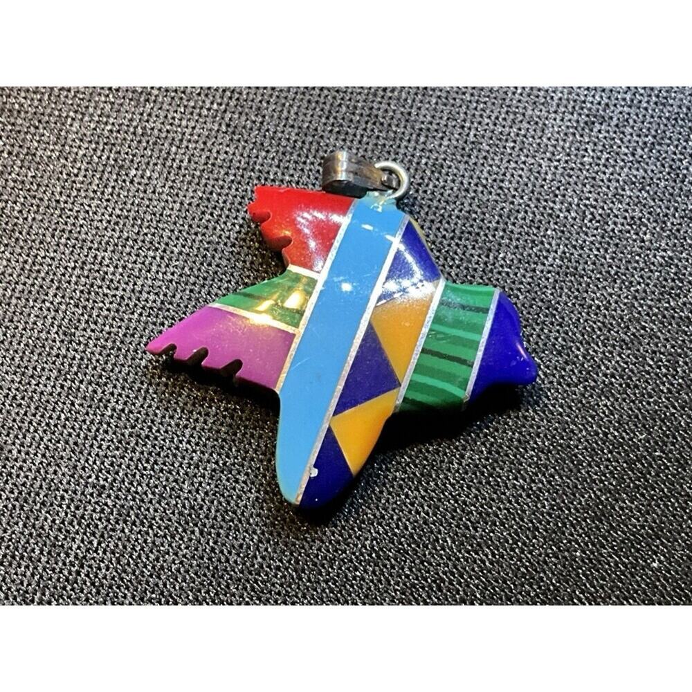 925 Sterling Silver Native Enlay Pendant
